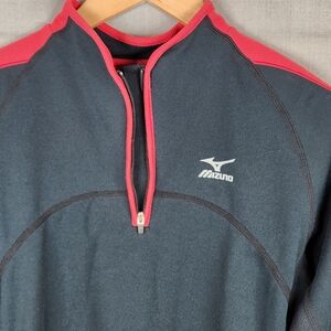 Mizuno Womens Small Quarter Zip Top Pink Black Breath Thermo Cycling Running Top